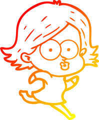 warm gradient line drawing of a cartoon girl pouting