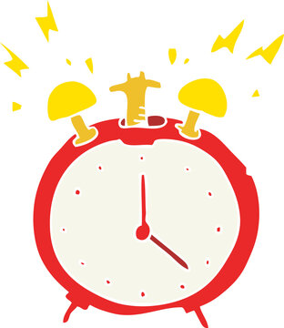 recommend clip art: flat color illustration of ringing alarm clock