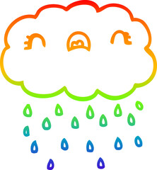 rainbow gradient line drawing of a cute cartoon cloud