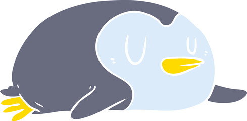 flat color style cartoon penguin