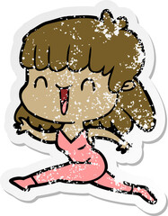 distressed sticker of a cartoon woman