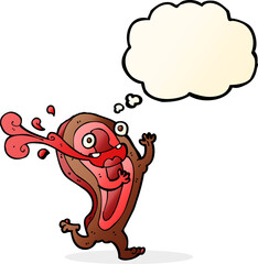 rare steak cartoon character with thought bubble