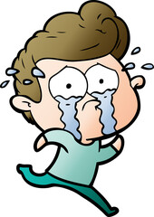 cartoon crying man running
