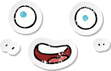 retro distressed sticker of a cartoon face