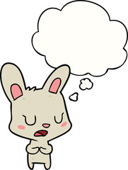 cartoon rabbit talking with thought bubble