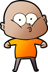 cartoon bald man staring