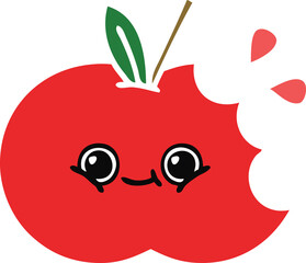 flat color retro cartoon of a apple