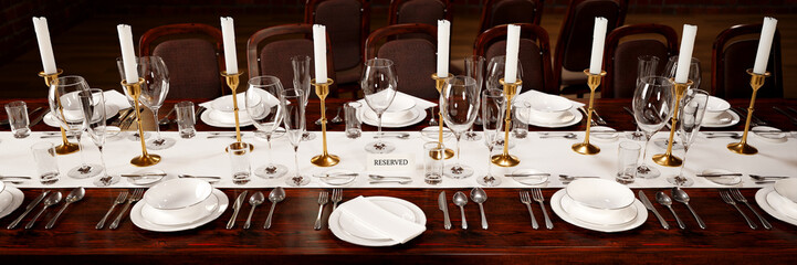 Exquisite Table Setup with Reserved Sign for an Upscale Dining Experience