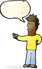 Fototapeta premium cartoon man pointing with speech bubble