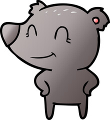 friendly bear with hands on hips
