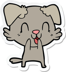 sticker of a laughing cartoon dog