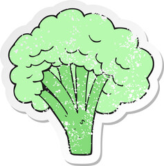 retro distressed sticker of a cartoon broccoli