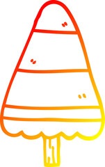 warm gradient line drawing of a cartoon christmas tree