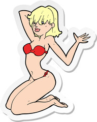 sticker of a cartoon sexy bikini girl