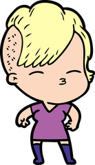 Obraz premium cartoon squinting girl