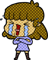 cartoon woman in tears