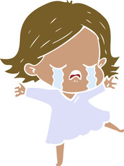 flat color style cartoon girl crying