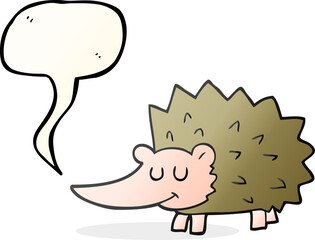 freehand drawn speech bubble cartoon hedgehog