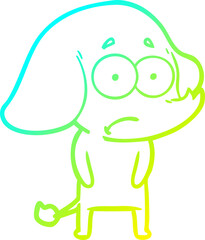 cold gradient line drawing of a cartoon unsure elephant