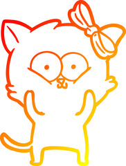 warm gradient line drawing of a cartoon cat