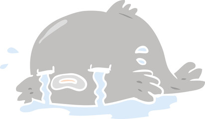 flat color style cartoon crying fish