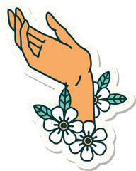 sticker of tattoo in traditional style of a hand