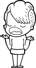 cartoon cool hipster girl talking