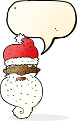 cartoon grim santa face with speech bubble