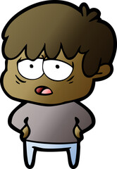 cartoon exhausted boy