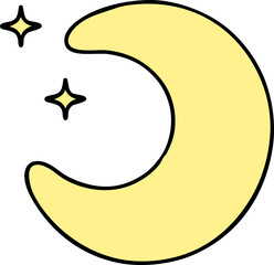 cartoon of a moon with stars