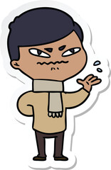 sticker of a cartoon angry man