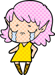 crying cartoon elf girl