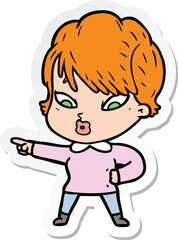 sticker of a cartoon woman