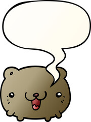 funny cartoon bear with speech bubble in smooth gradient style