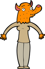 cartoon friendly fox woman