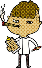 cartoon salesman smoking