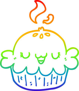 recommend clip art: rainbow gradient line drawing of a cute cartoon pie