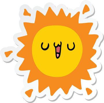 sticker of a cartoon sun