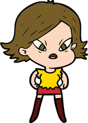 cartoon stressed woman