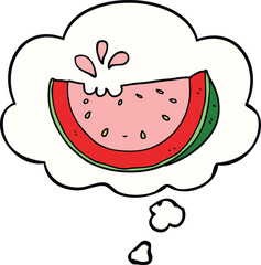 cartoon watermelon with thought bubble