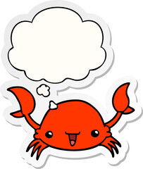 cartoon crab with thought bubble as a printed sticker