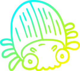 cold gradient line drawing of a cartoon huge beetle