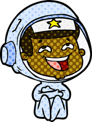 cartoon laughing astronaut