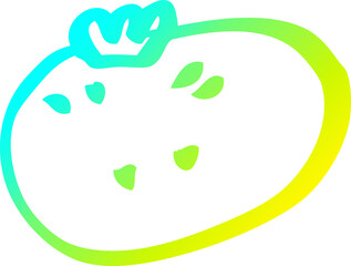 cold gradient line drawing of a cartoon citrus orange