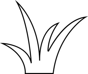 Black line Lawn grass Icon. Cartoon of plant and shrub for boarding and framing, eco and organic logo element. Spring field planting shape lawn or garden editable stock on Transparent background.