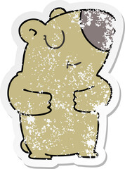 distressed sticker of a quirky hand drawn cartoon bear