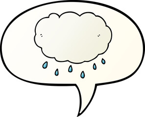 cartoon rain cloud with speech bubble in smooth gradient style