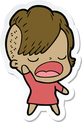 Obraz premium sticker of a cartoon cool hipster girl talking