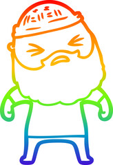 rainbow gradient line drawing of a cartoon man with beard