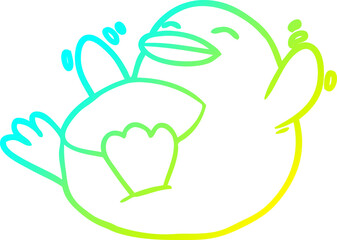 cold gradient line drawing of a happy cartoon penguin